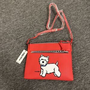 Marc Tetro Westie Dog Terrier White Crossbody Bag Red NWT